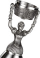 This German Bridal Cup - also known as a Nüremberg Bridal Cup - has a swiveling cup and hollow dress which allow both the bride and groom to drink simultaneously. || Nüremberg Pewter Bridal Cup with Decorative Dress, 6.5" 10335 || Lindenhaus Imports in Helen, Ga