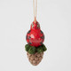 Plaid Christmas Cardinal on Pinecone Ornament 6017030