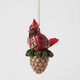 Plaid Christmas Cardinal on Pinecone Ornament 6017030