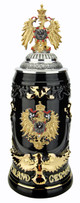 24K Gold Deutschland German Beer Stein with 3D Gold Eagle Pewter Lid
