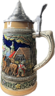 Features 3D panoramic embossed artwork throughout, a colorful medallion in the center with a village town scene, and 'Helen, Ga' written at the top.