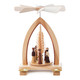 Authentic German Pyramids ON SALE! | Features  handcrafted nativity scene with Joseph, Mary, Jesus, and 3 Wisemen, incredible craftsmanship detailed in the tree handcarved out of shavings in the center, and 4 brass candle holders. Heat from the candle will slowly cause the blades to rotate. | 1-Nativity Scene with Three Wisemen, 10" 085/P/100/D/G | Handmade in the Erzgebirge region of Seiffen, Germany | Lindenhaus Imports in Helen, Ga