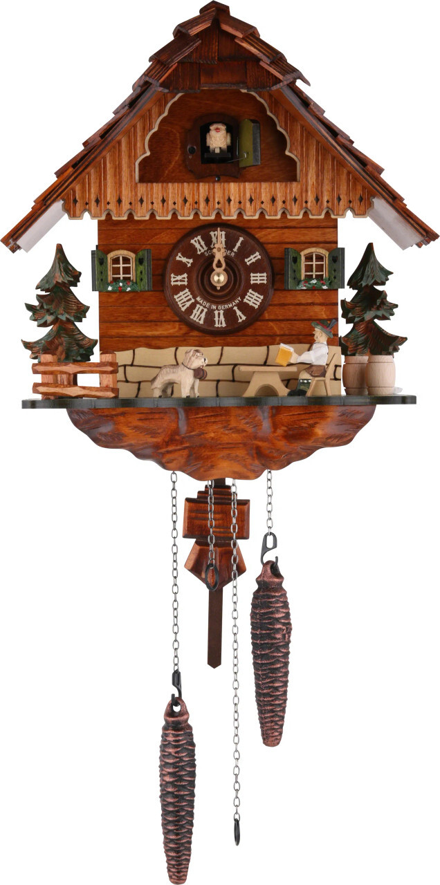 Schneider Beer Drinker with St. Bernard Musical Quartz Chalet Cuckoo Clock Q5403/10
