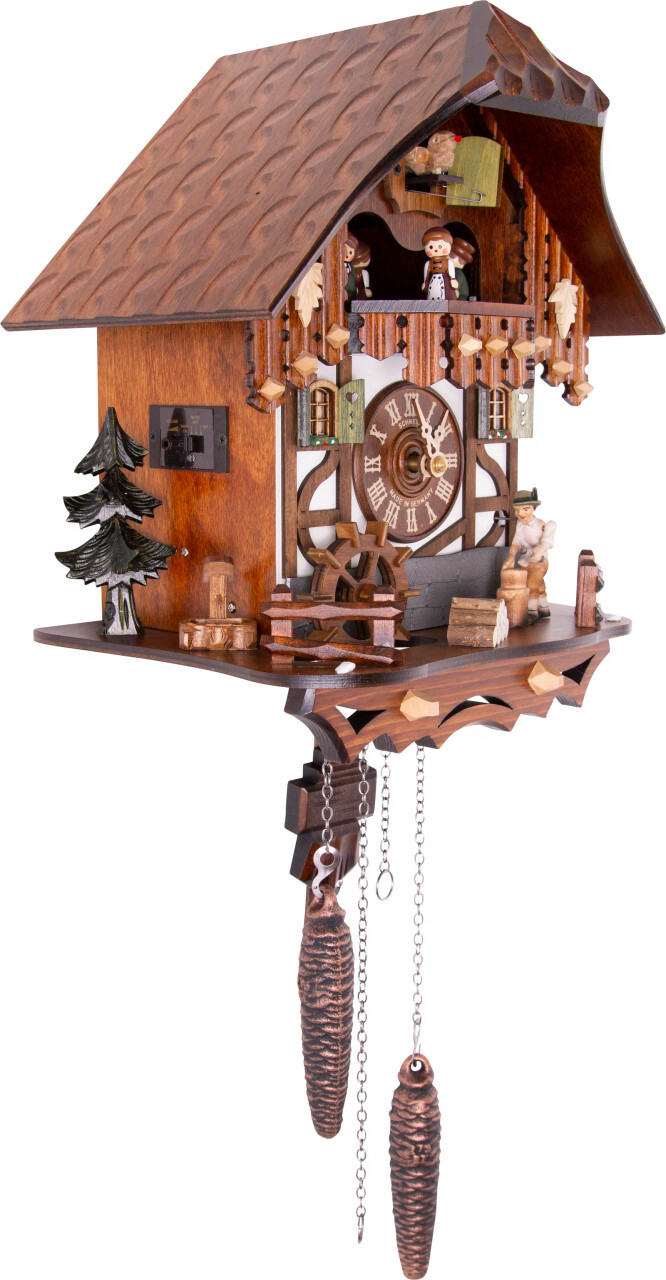 Schneider Woodchopper Musical Quartz White Chalet Cuckoo Clock Q 6563/9