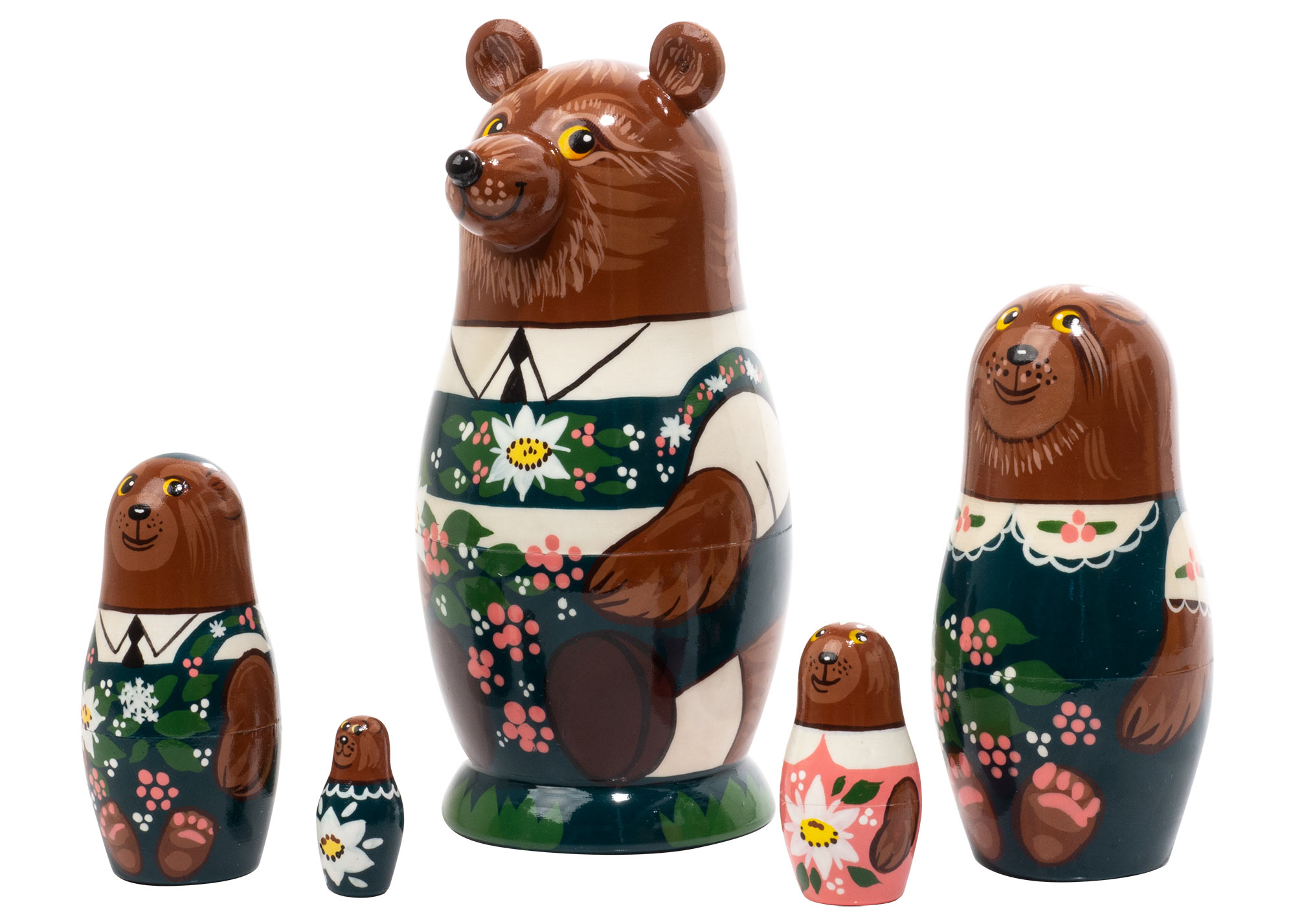 5pc. Alpine 3D Bear Family Matryoshka Nesting Doll 191051