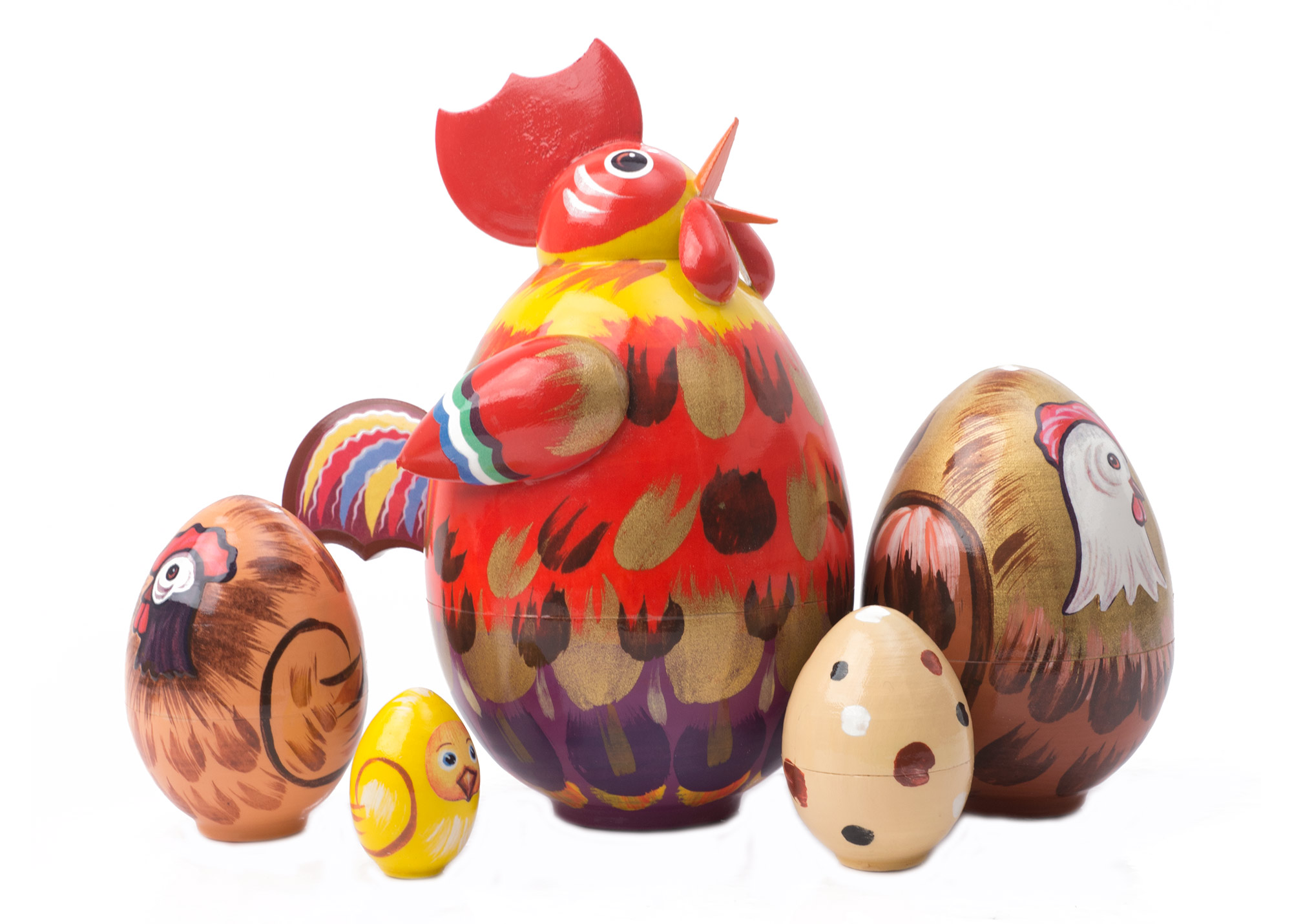 5pc. Roster Egg Matryoshka Nesting Doll 308053 | Lindenhaus