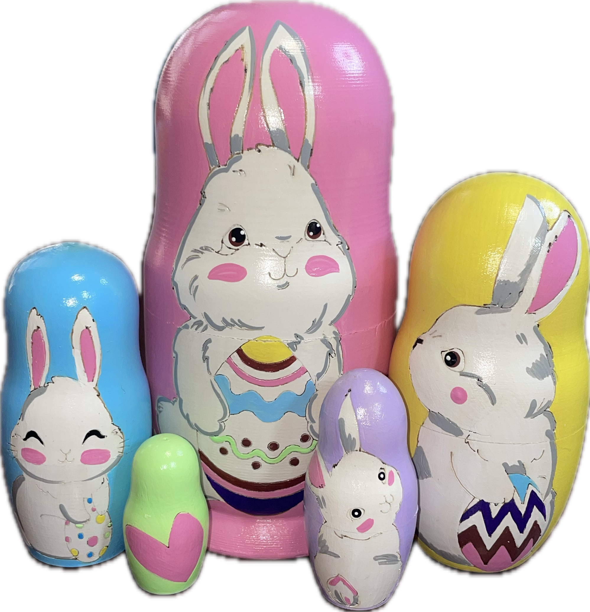 5pc. Easter Bunny Matryoshka Nesting Doll Set | Lindenhaus