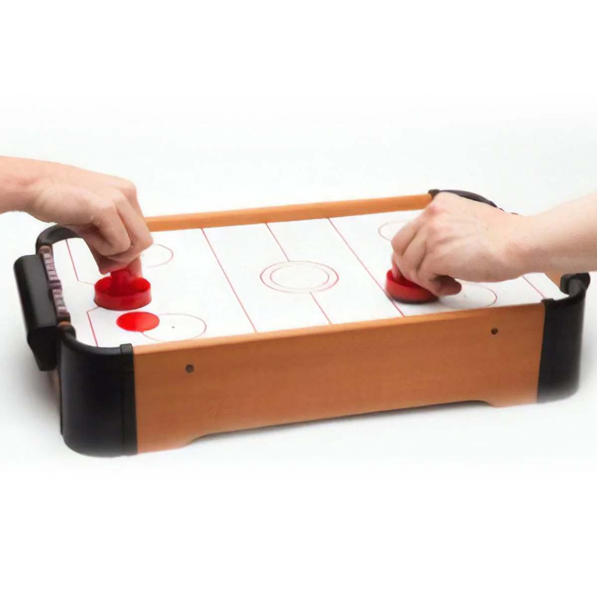 AHYDFSR Airs Hockey Hover Puck, Rondelles de Hockey sur Air avec 2 Poussoirs Rouges, Jeu de Hockey sur Table, Rondelles de Hockey Flottantes électriques en Plastique, pour Rassemblements en Famille