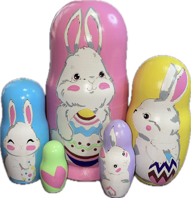 5pc. Easter Bunny Matryoshka Nesting Doll Set | Lindenhaus