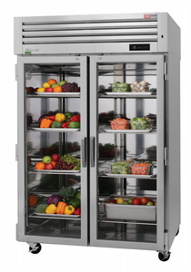 Turbo Air PRO-50R-G-N Two Section Reach-In Top Mount Glass Full Doors Refrigerator