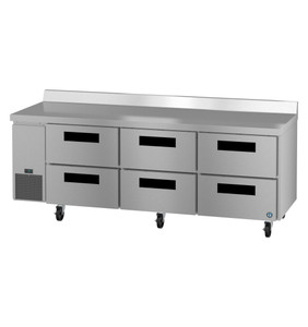 Hoshizaki WLR93B-D6, Side Mount Refrigerator, Three Section Worktop, Stainless Drawers