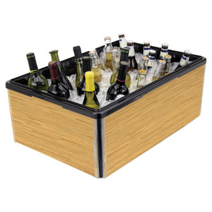 Buffet Enhancements Large Folding Beverage Display, Bamboo Frame, with Clear Bin Buffet Enhancements Large Folding Beverage Display, Bamboo Frame, with Clear Bin