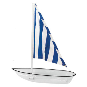 Buffet Enhancements Jumbo Seafood Sailboat, White, with Blue Striped Fabric Sail