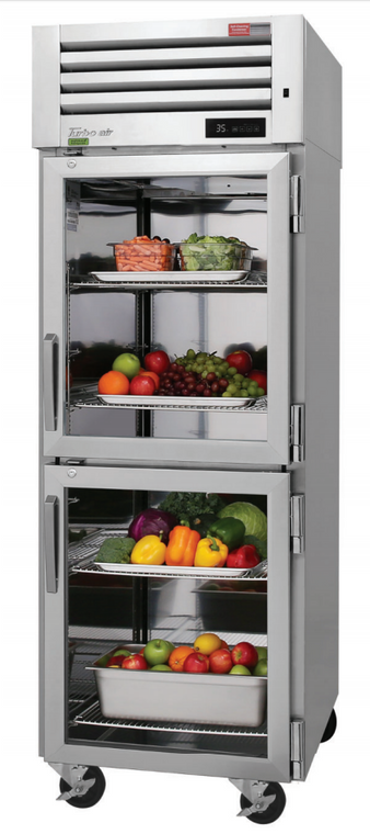 Turbo Air PRO-26-2R-G-N PRO Series Reach-In 2 Glass Half Doors Top Mount Refrigerator