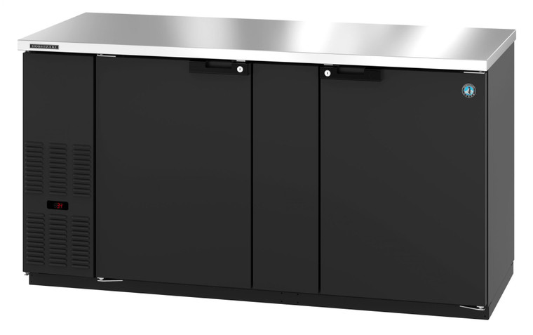 Hoshizaki BB69, Refrigerator, Two Section, Black Vinyl Back Bar Back Bar, Solid Doors