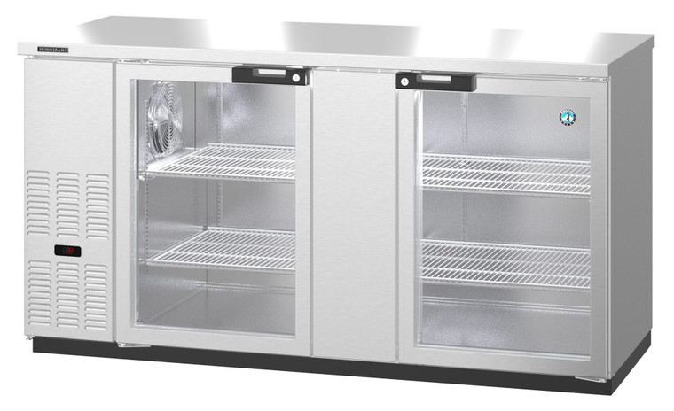 Hoshizaki BB69-G-S, Refrigerator, Two Section, Stainless Steel Back Bar Back Bar, Glass Doors