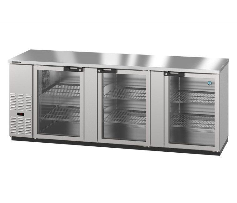 Hoshizaki BB95-G-S, Refrigerator, Three Section, Stainless Steel Back Bar Back Bar, Glass Doors