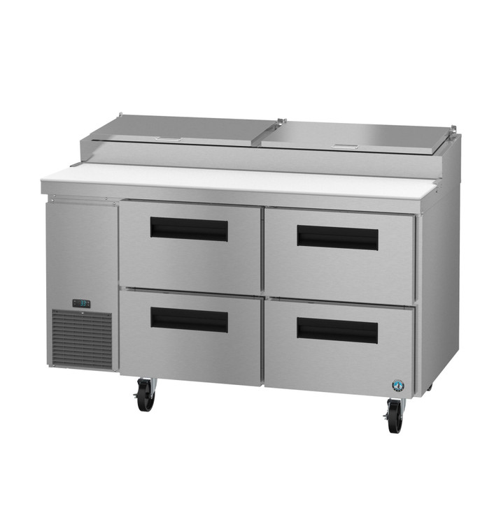 Hoshizaki PR60B-D4, Refrigerator, Two Section Pizza Prep Table, Stainless Drawers