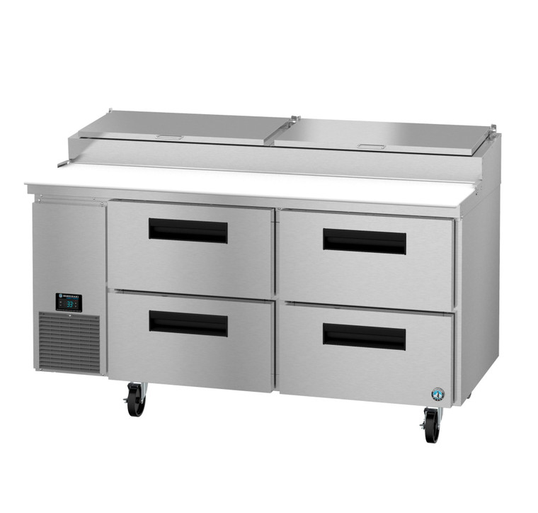 Hoshizaki PR67B-D4, Refrigerator, Two Section Pizza Prep Table, Stainless Drawers