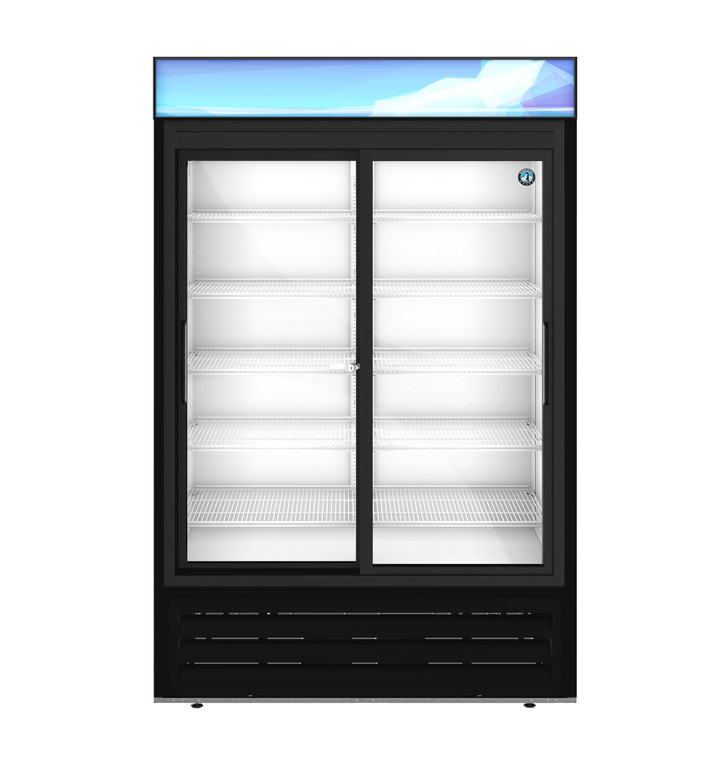 Hoshizaki RM-45-SD-HC-BLK, Refrigerator, Two Section Glass Door Merchandiser  Black Exterior