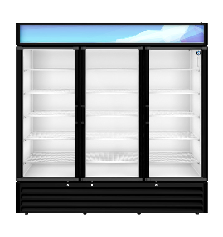 Hoshizaki RM-65-HC-BLK, Refrigerator, Three Section Glass Door Merchandiser  Black Exterior