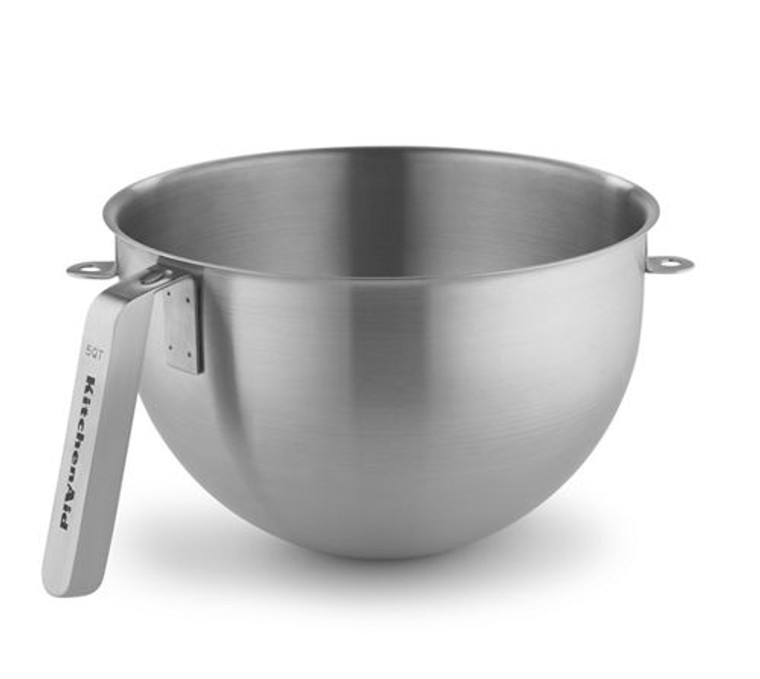 KitchenAid KSMC5QBOWL 5 Quart NSF Certified Polished Stainless Steel Bowl with J Hook Handle