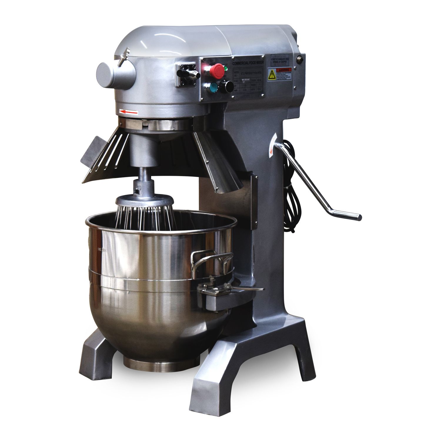 Commercial 30qt. Planetary Mixer w/Safety Guard 1200W, 3 Speed