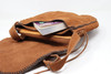 Brown Leather Hand Stitched Purse Open pockets