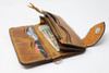 Brown hand & machine stitched leather Long Bill Wallet with chain