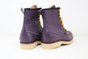 Boots, moc toe, purple, violeta, Womens 8, unisex, oil & slip resistant soles, white soles, high top boots, custom boots, custom boot sizes, made to order boots, handmade leather boots, work boots, el gato montes
