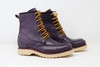 Boots, moc toe, purple, violeta, Womens 8, unisex, oil & slip resistant soles, white soles, high top boots, custom boots, custom boot sizes, made to order boots, handmade leather boots, work boots, el gato montes