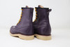 Boots, moc toe, purple, violeta, Womens 8, unisex, oil & slip resistant soles, white soles, high top boots, custom boots, custom boot sizes, made to order boots, handmade leather boots, work boots, el gato montes