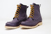 Boots, moc toe, purple, violeta, Womens 8, unisex, oil & slip resistant soles, white soles, high top boots, custom boots, custom boot sizes, made to order boots, handmade leather boots, work boots, el gato montes