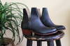 French Style V Cut Handmade Leather Boots- Made to Order / BLACK
