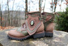 Women's Brown and Green Brown Handmade Leather Boots *Gunslinger*- Made to Order
