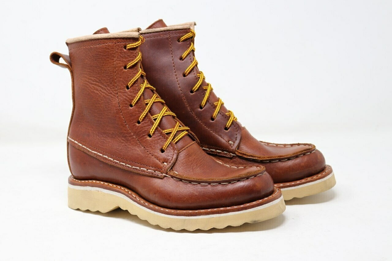 Classic Moc Toe Leather Boots - Brown