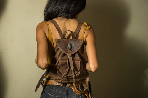 Custom Stone and Leather Backpack