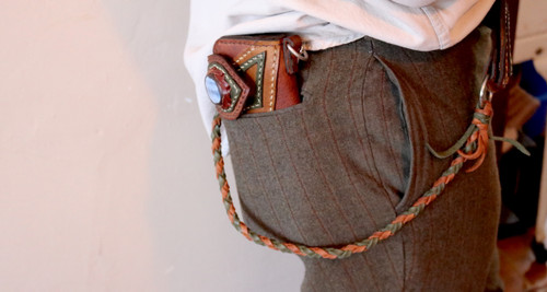 Long Bill Leather Wallet with chain