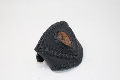 Leather and Stone Laced Cuff Bracelet - MULTIPLE COLORS