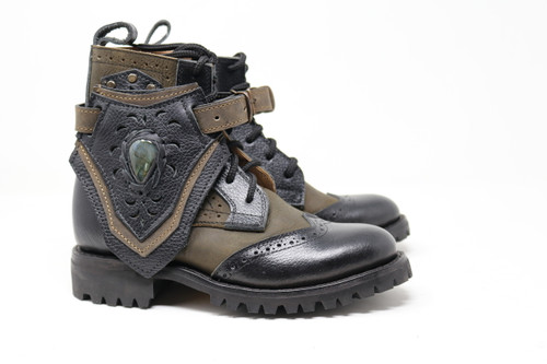 Men's Green and Black Handmade Leather Boots *Gunslinger* - Made to Order