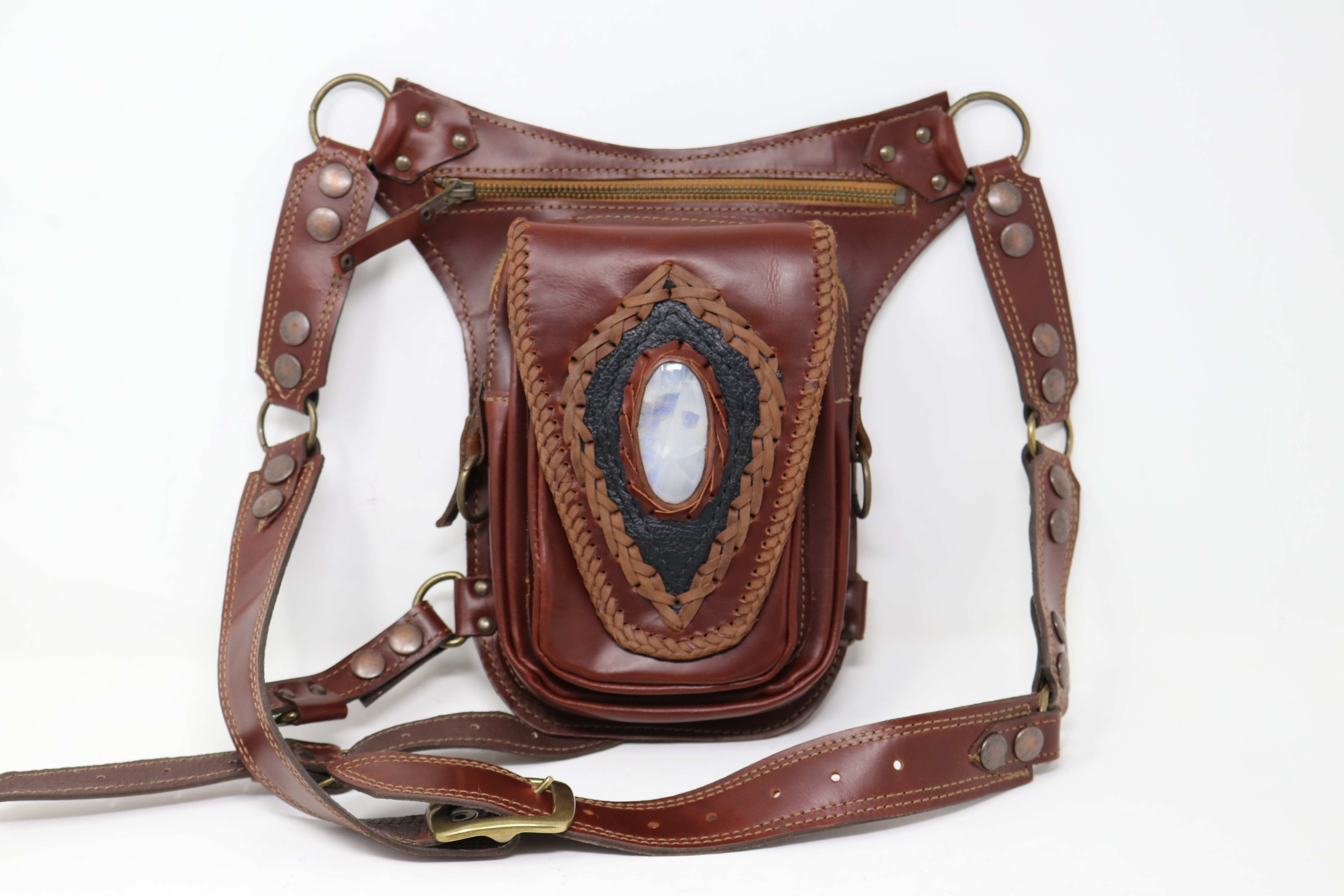 Leather Phone Pouch Utility Belt Holster With Crossbody Strap 