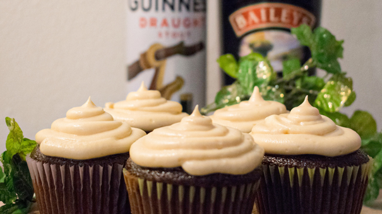 Boozy Baking: Chocolate Guinness Cupcakes With Bailey’s Cream Cheese Frosting