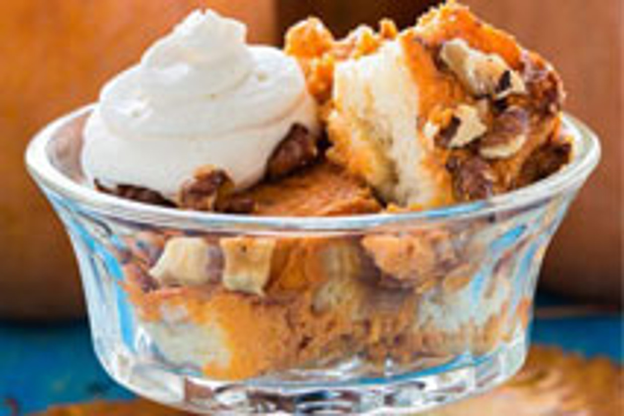 Boozy Pumpkin Dump Cake with Bourbon Cream