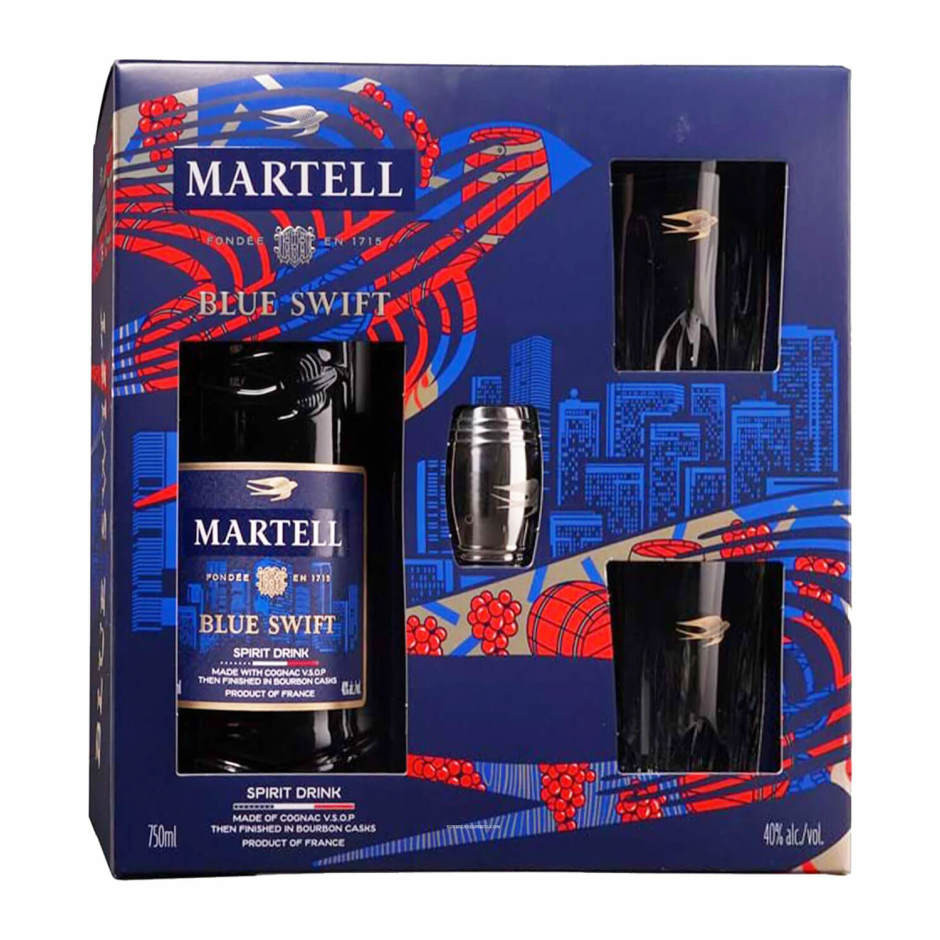Martell Blue Swift VSOP Cognac with Jigger and Glass