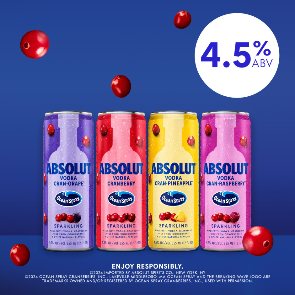 Absolut + Ocean Spray Cranberry Ready-to-Drink Vodka Cocktail