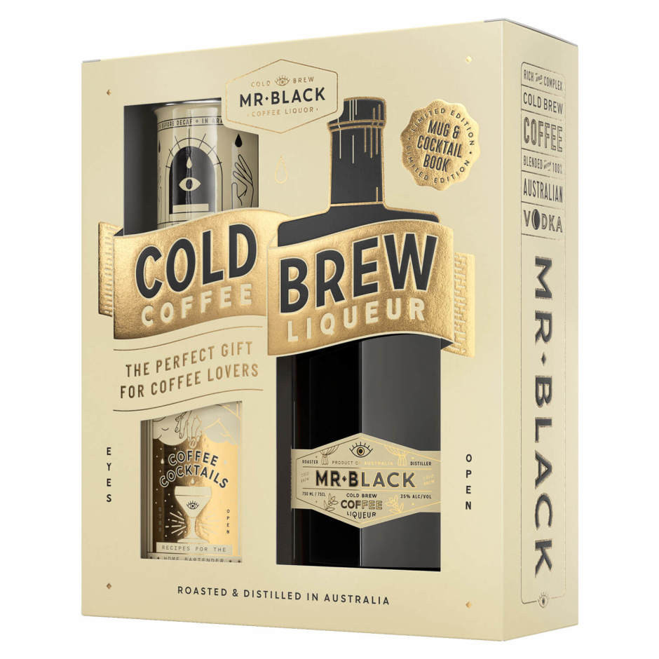 Mr. Black Coffee Liqueur with Mug and Cocktail Recipe Book