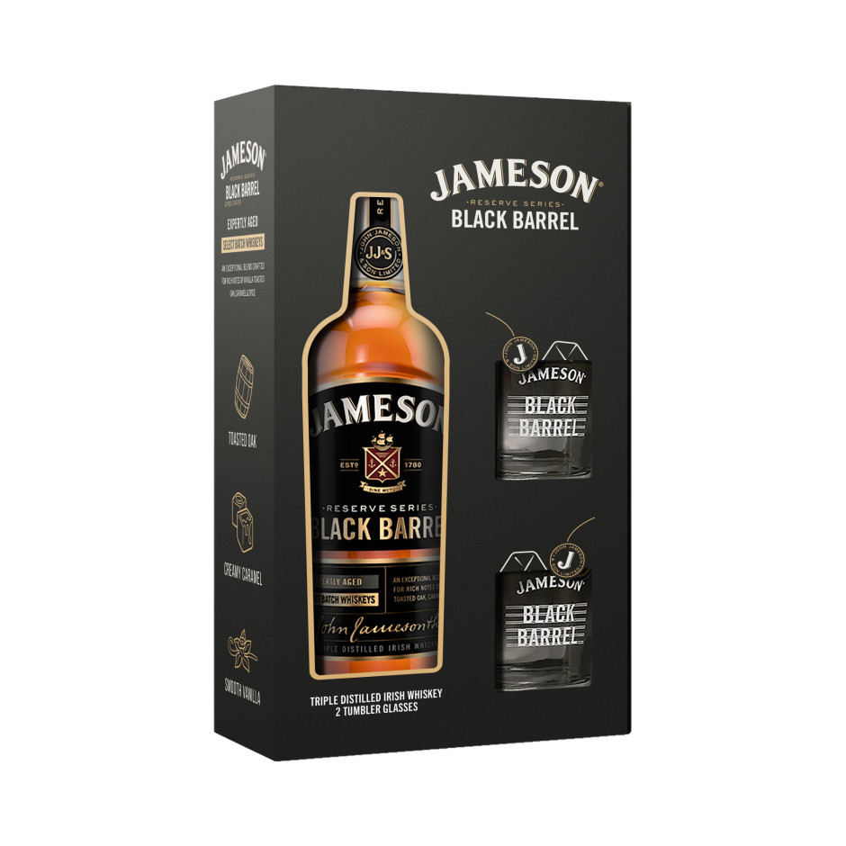 Jameson Black Barrel with Tumbler Glass