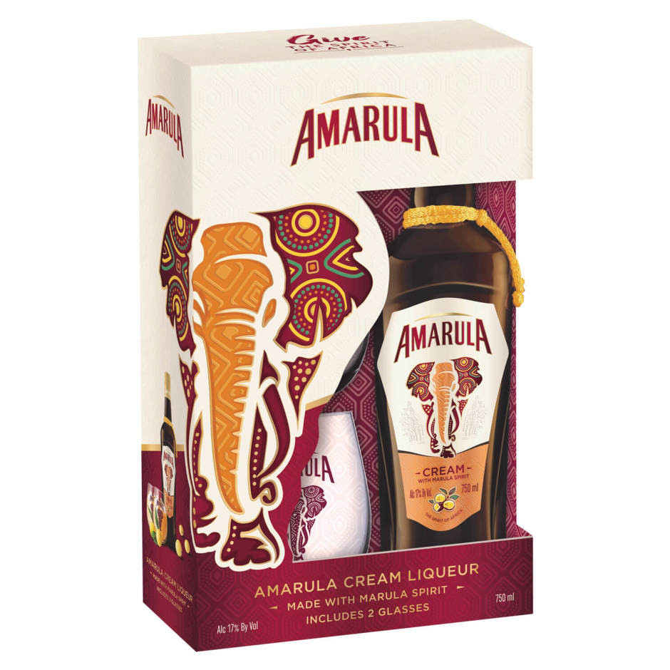Amarula Cream Liqueur with 2 Glasses