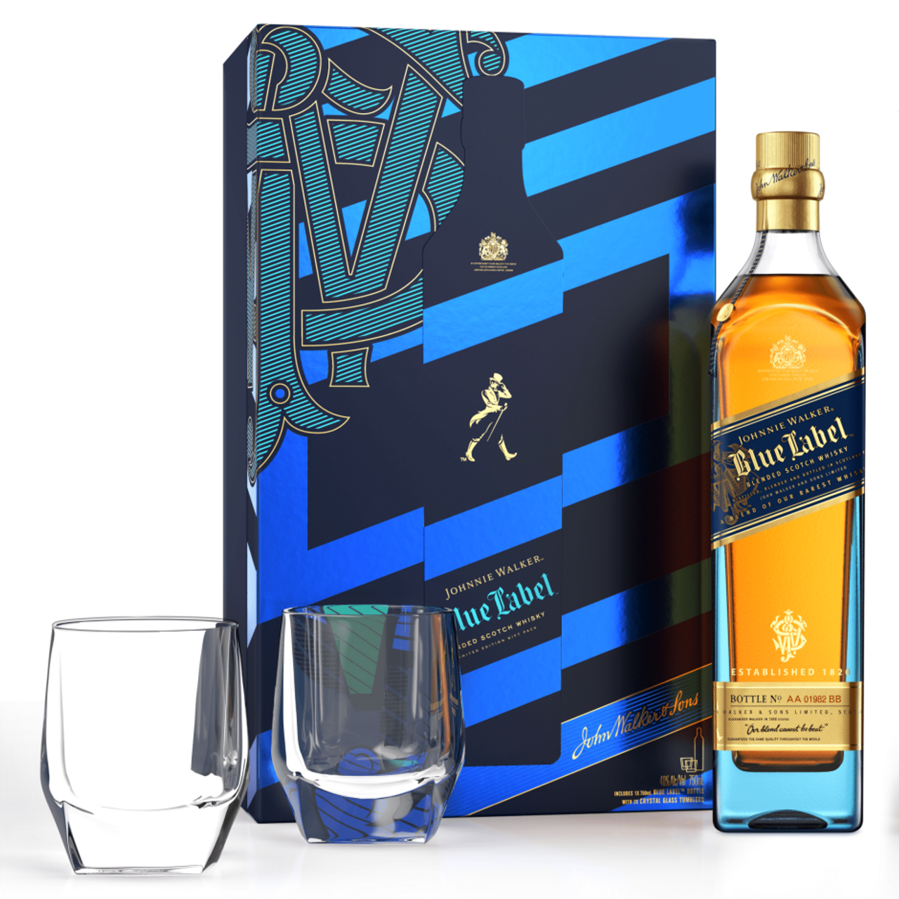 【グラス付】Johnnie Walker Blue Label 750ml Johnnie Walker Blue Label Scotch with Glasses