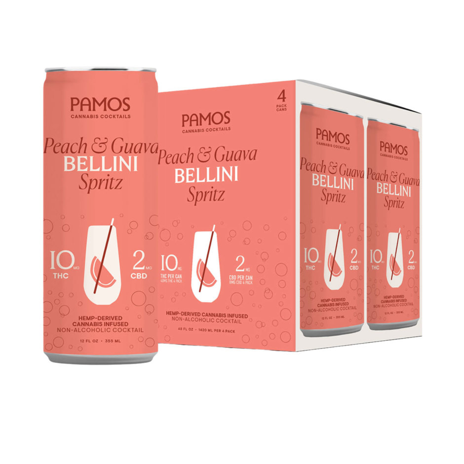 Pamos D9 THC 10mg Peach and Guava Bellini Spritz Cocktail